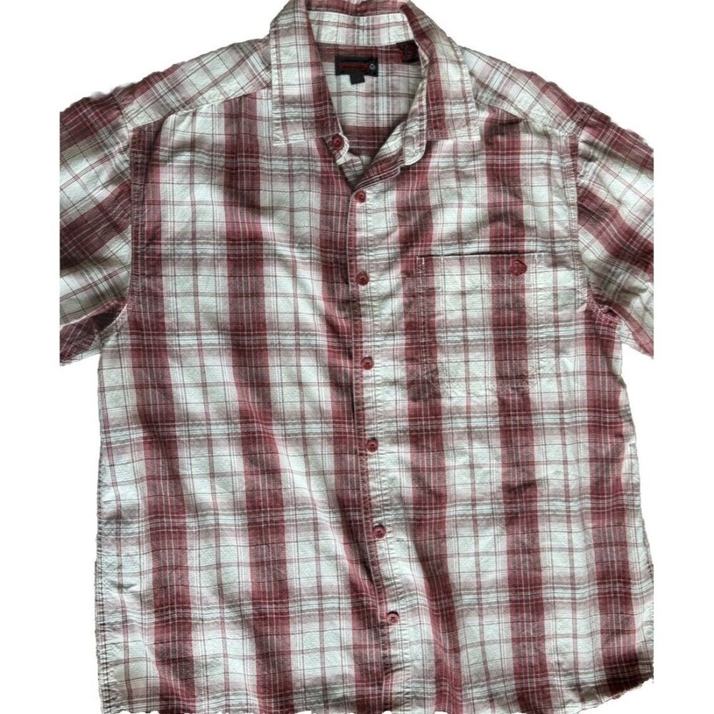 Wolverine Shirt Men's L Red White Plaid Button Up Casual Work Outdoor EUC